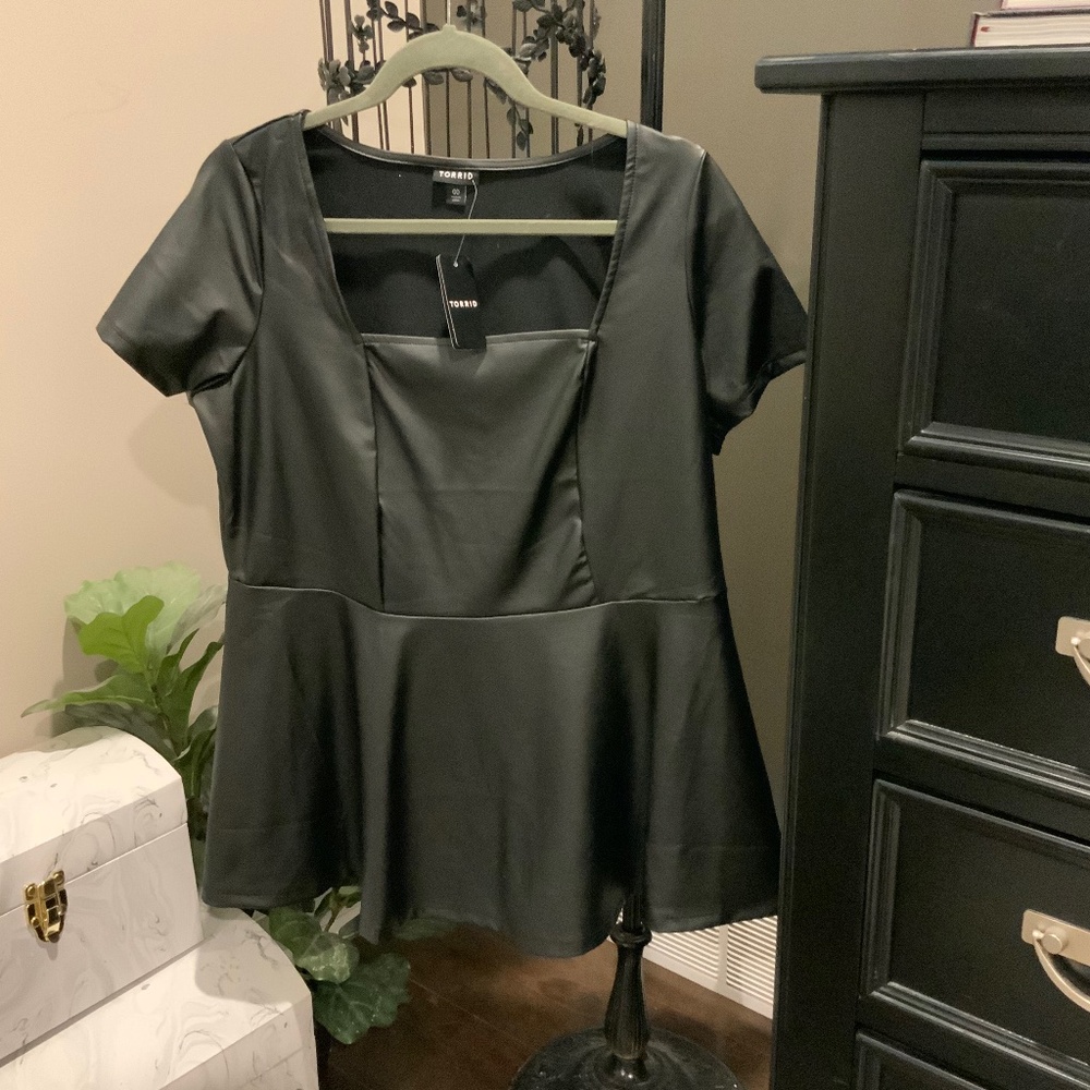 Torrid faux leather -peplum style top